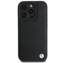 BMW BMHCP16L23RCGPK Apple iPhone 16 Pro hardcase Sign Leather Crossing Lines Pattern black
