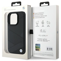 BMW BMHCP16L23RCGPK Apple iPhone 16 Pro hardcase Sign Leather Crossing Lines Pattern black