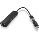 USB Hub Adapter Icy Box USB3.2 Gen1 & Gigabit LAN 4-in-1