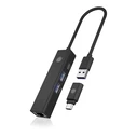USB Hub Adapter Icy Box USB3.2 Gen1 & Gigabit LAN 4-in-1