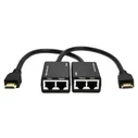 Αντάπτορας HDMI Powertech extender σε 2x UTP cat5e/6 CAB-H078, HD, εώς 30m, μαύρο