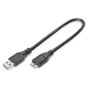 Αντάπτορας USB Digitus USB 3.0 Typ A -mikro B M/M 0.25m Black