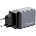 Φορτιστής Πρίζας Verbatim GNC-64 GaN 65W 2xUSB-C PD, 1xUSB-A QC 3.0 32201
