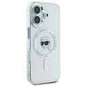 Karl Lagerfeld KLHMP16MHLSKIH Apple iPhone 16 Plus hardcase IML Metal Karl Head MagSafe white