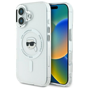 Karl Lagerfeld KLHMP16SHLSKIH Apple iPhone 16 hardcase IML Metal Karl Head MagSafe white