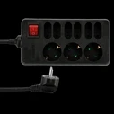 Πολύπριζο REV Socket line 9-fold 1,4 m w. switch black