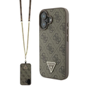 Guess GUHCP16SP4TDSCPW Apple iPhone 16 hardcase Leather Metal Logo Strass Crossbody brown
