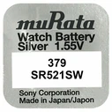 Μπαταρία για Ρολόγια Murata Silver Oxide Sr521Sw, 1.55V, No379, 10τμχ