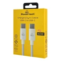Καλώδιο USB-C Powertech PTR-0183, 60W, 480Mbps, 1M, Λευκό