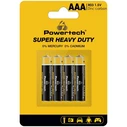 Μπαταρία Zinc Powertech Carbon Super Heavy Duty PT-1218, Aaa 1.5V, 4τμχ