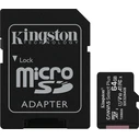 Κάρτα Μνήμης microSD 64GB Kingston SDXC Canvas+ (Class10) m.Adap