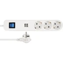 Πολύπριζο REV CE 3-way USB and switch, 1,4m White