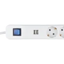 Πολύπριζο REV CE 3-way USB and switch, 1,4m White