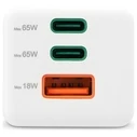 Φορτιστής Πρίζας Hama mini GaN 65W PD/QC 2x USB-C, 1x USB-A White
