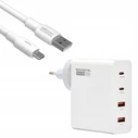 Φορτιστής Πρίζας Somostel 130W GaN White 2x USB + Cable USB Typ-C 6A 120W
