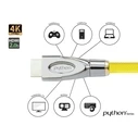 Καλώδιο HDMI Python HDMI« 2.0 4K2K nylon braid yellow 0,5m