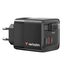 Φορτιστής Πρίζας Verbatim Gan 65W 2xUSB-C PD,1xUSB-A, retrac. Cable 32217