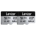 Κάρτα Μνήμης microSDXC 64GB Lexar Professional SILVER Plus UHS-I A2 V30 U3 4K - 2τμχ