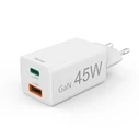 Φορτιστής Πρίζας Hama Mini GaN 45W PD/QC (1x USB-C, 1x USB-A) Λευκός