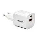 Φορτιστής Πρίζας Unitek 1x USB-A & 1x USB-C QC 33W λευκός
