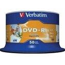 Dvd-R Verbatim 4.7GB 16X 50 Pack Spindle Wide Inkjet Printable Surface 43533