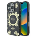 Guess GUHMP16LH4PYEEK Apple iPhone 16 Pro hardcase IML Peony On 4G Background MagSafe black