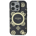 Guess GUHMP16LH4PYEEK Apple iPhone 16 Pro hardcase IML Peony On 4G Background MagSafe black
