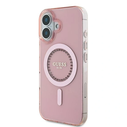 Guess GUHMP16SPFTDTEP Apple iPhone 16 hardcase IML Rhinestones MagSafe pink