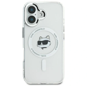 Karl Lagerfeld KLHMP16SHLSCHH Apple iPhone 16 hardcase IML Metal Choupette Head MagSafe white