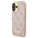 Guess GUHMP16SU4GPRP Apple iPhone 16 hardcase 4G Logo Plate MagSafe pink