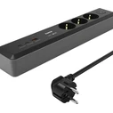 Πολύπριζο με USB Hama 3 nests SCHUKO, 1,4M, 2 USB-C, 1 USB-A, Power Delivery, 100W