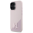 Karl Lagerfeld KLHMP16SSCMKMPCP Apple iPhone 16 hardcase Silicone Shadow Metal Initial MagSafe pink