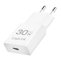 Φορτιστής Πρίζας Logilink 230V 1xUSB-C 30W White (slim)