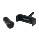 Φορτιστής Αυτοκινήτου Logilink Auto 2xUSB-A 10W + holder Zw.