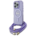 Guess GUHMP16XHCTSGNSU Apple iPhone 16 Pro Max hardcase Crossbody Cord Script MagSafe purple