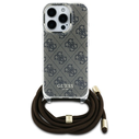 Guess GUHCP16LHC4SEW Apple iPhone 16 Pro hardcase Crossbody Cord 4G Print brown