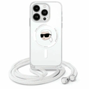 Karl Lagerfeld KLHMP16LHCKHNT Apple iPhone 16 Pro hardcase Crossbody IML Karl Head Magsafe transparent