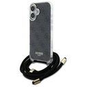Guess GUHCP16SHC4SEK Apple iPhone 16 hardcase Crossbody Cord 4G Print black