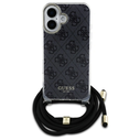 Guess GUHCP16SHC4SEK Apple iPhone 16 hardcase Crossbody Cord 4G Print black