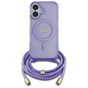 Guess GUHMP16SHCTSGNSU Apple iPhone 16 hardcase Crossbody Cord Script MagSafe purple