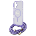 Guess GUHMP16SHCTSGNSU Apple iPhone 16 hardcase Crossbody Cord Script MagSafe purple