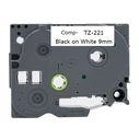 Brother P Touch Tape Black on White 9 mm TZ221