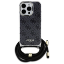 Guess GUHCP16LHC4SEK Apple iPhone 16 Pro hardcase Crossbody Cord 4G Print black