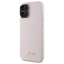 Guess GUHCP16MSMBSLP Apple iPhone 16 Plus hardcase Silicone Script Metal Logo & Frame pink