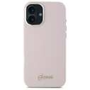 Guess GUHCP16MSMBSLP Apple iPhone 16 Plus hardcase Silicone Script Metal Logo & Frame pink