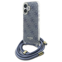 Guess GUHCP16SHC4SEB Apple iPhone 16 hardcase Crossbody Cord 4G Print blue