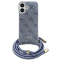 Guess GUHCP16SHC4SEB Apple iPhone 16 hardcase Crossbody Cord 4G Print blue