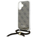 Guess GUHCP16SHC4SEW Apple iPhone 16 hardcase Crossbody Cord 4G Print brown