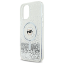 Karl Lagerfeld KLHMP16SLGKISGH Apple iPhone 16 hardcase Liquid Glitter Karl Head MagSafe transparent