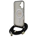 Guess GUHMP16SHCTSGNSK Apple iPhone 16 hardcase Crossbody Cord Script MagSafe black